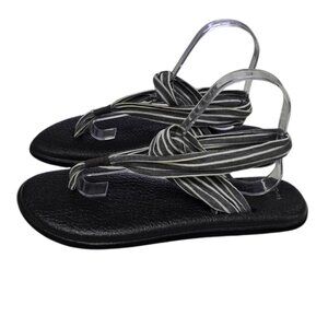 Sanuk Yoga Mat Sling Striped Sandals, Flats, Womens 10